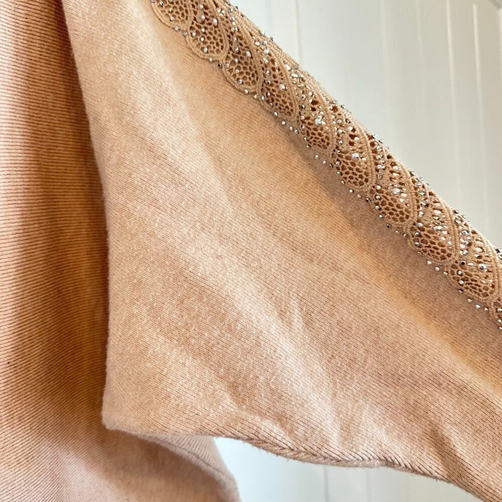 Siren Lily PLUS 3X women's pale peach cream neutral sweater with sparkles - Picture 5 of 12